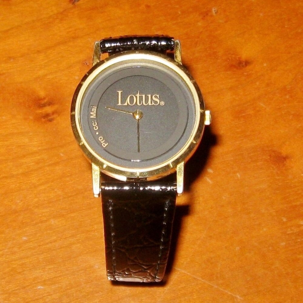 Vintage Lotus Men's Watch Ami Pro cc: Mail Freelance 1-2-3 Black w Gold Untested